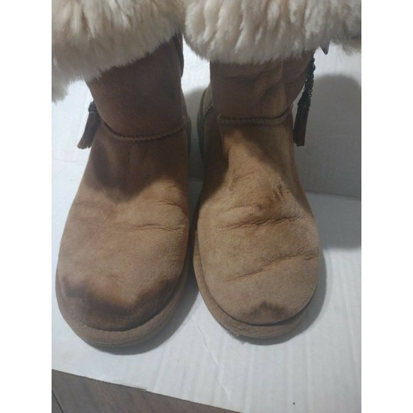 UGG LILOU BOOTS GENUINE SHEARLING LINED CHESTNUT  WOMEN\'S SIZE 8 S/N 1013850
